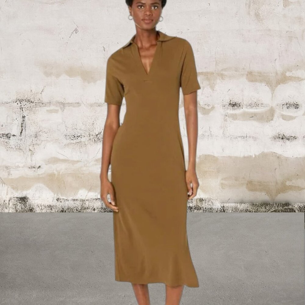 Vince Women's Cotton Knit Polo Dress in Cottonwood Size XXS